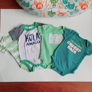 Lot of Baby Graphic tee Blue Green Onesies Size 6-9 Months
